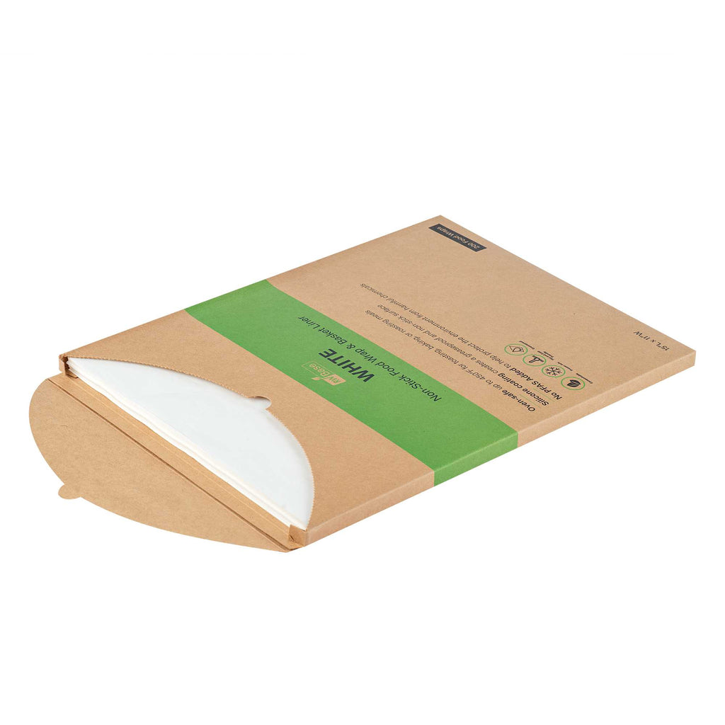 Chef 101 No PFAS Added White Paper Food Wrap and Basket Liner - Greaseproof, Compostable - 15" x 11" - 2000 count box