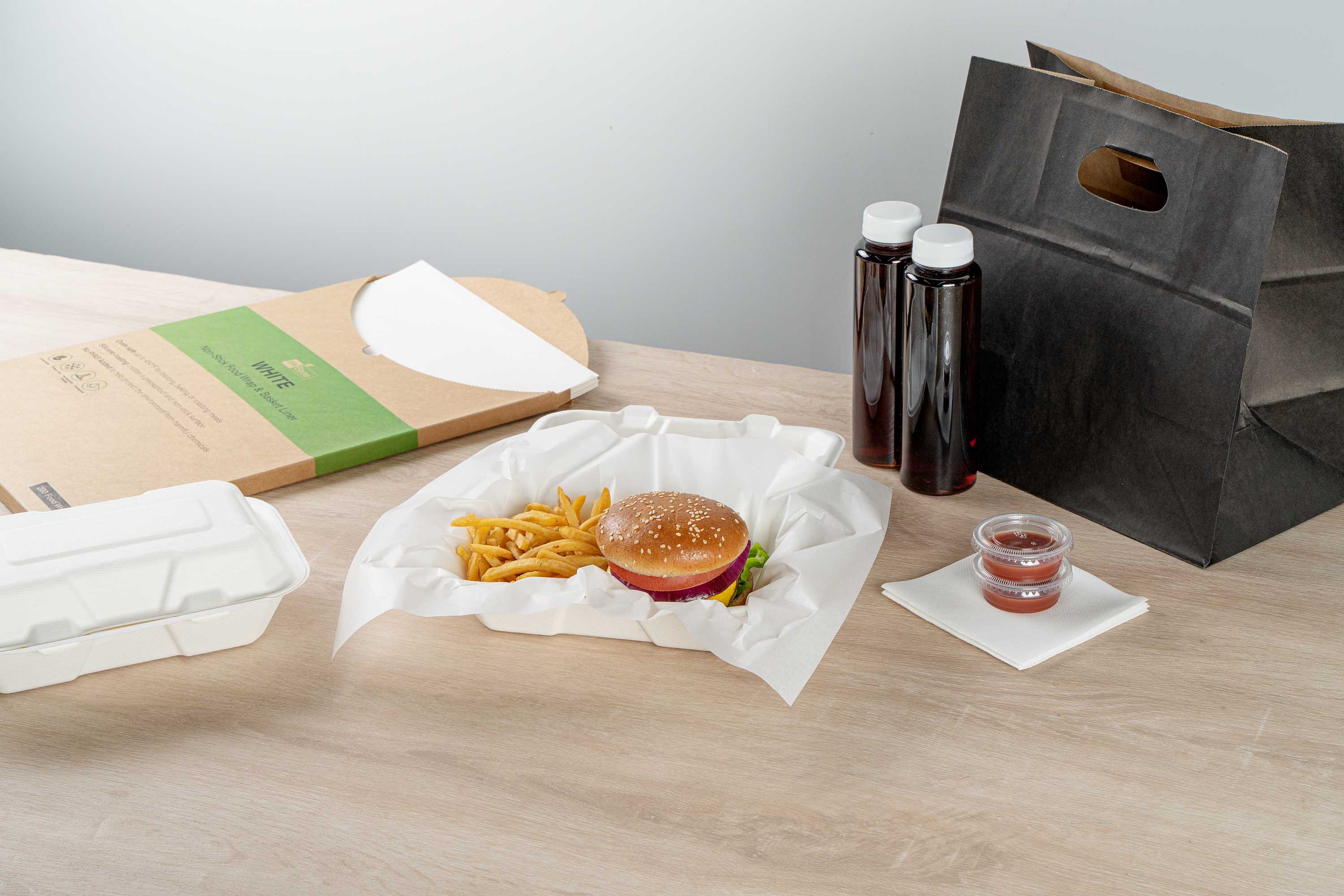 Chef 101 No PFAS Added White Paper Food Wrap and Basket Liner - Greaseproof, Compostable - 15" x 11" - 2000 count box