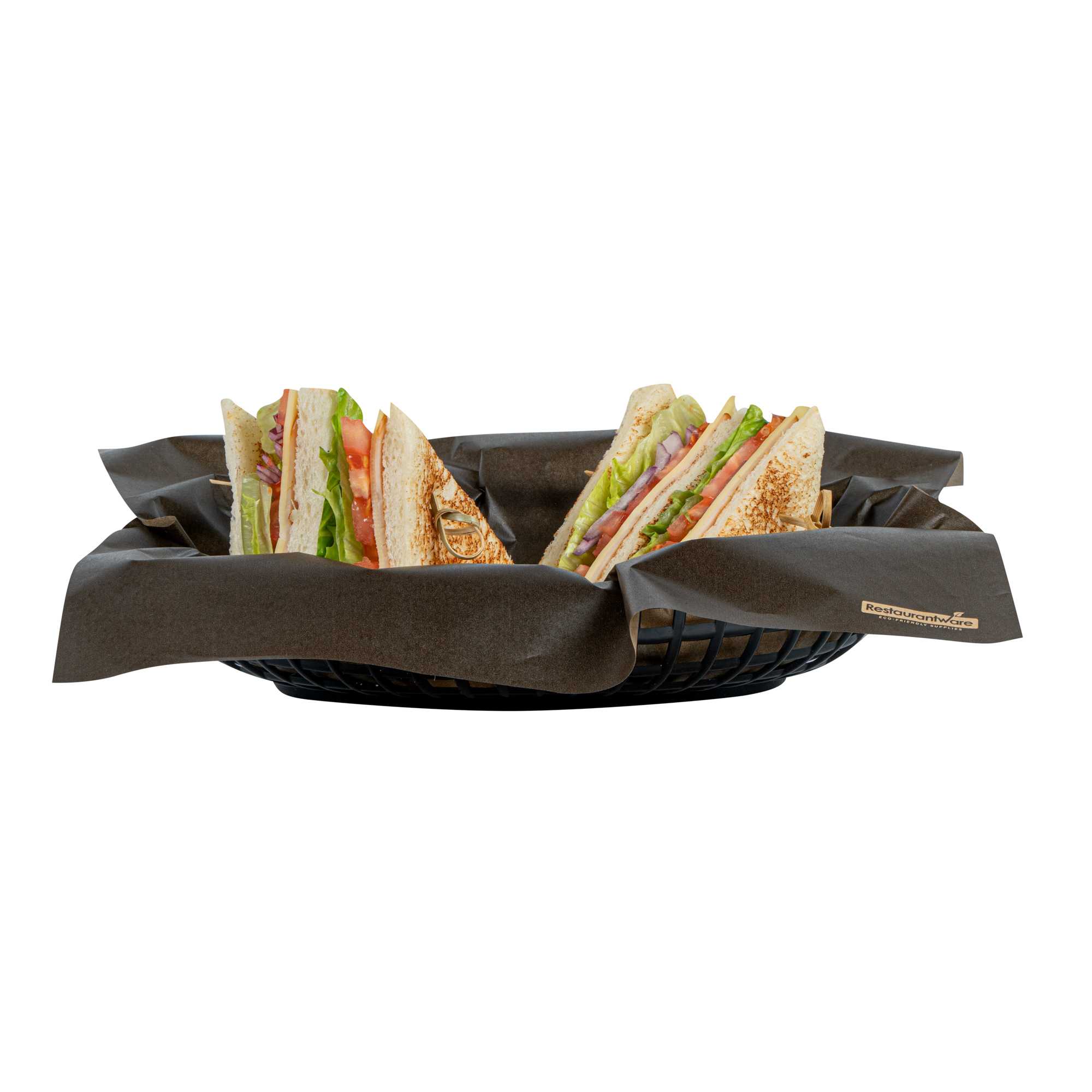Chef 101 No PFAS Added Black Paper Bakery Wrap and Basket Liner - Greaseproof - 12" x 12" - 200 count box