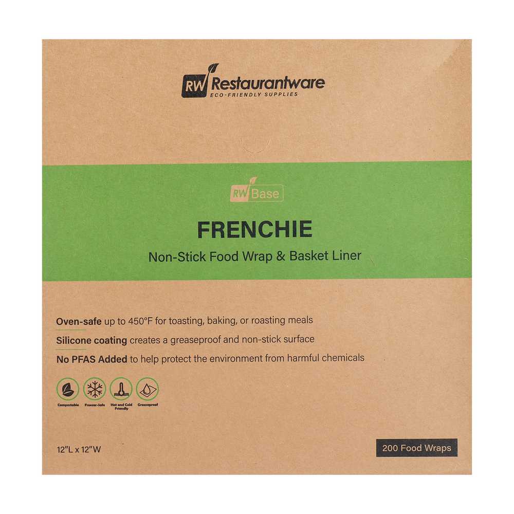 Chef 101 No PFAS Added Frenchie Paper Bakery Wrap and Basket Liner - Greaseproof - 12" x 12" - 200 count box