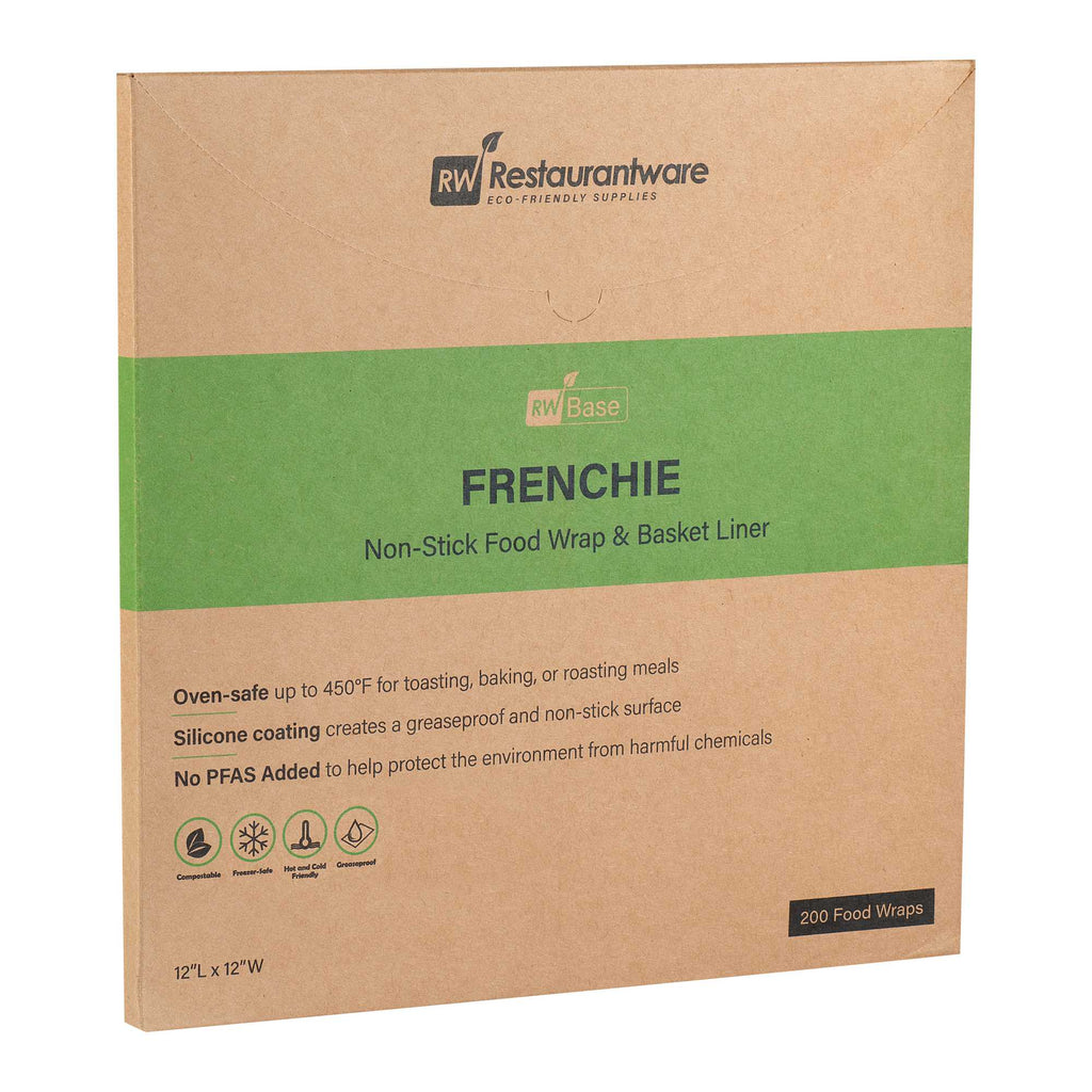 Chef 101 No PFAS Added Frenchie Paper Bakery Wrap and Basket Liner - Greaseproof - 12" x 12" - 200 count box