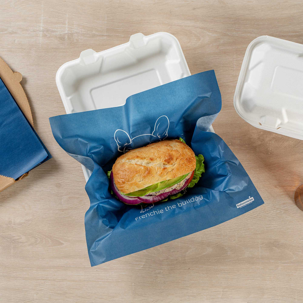 Chef 101 No PFAS Added Frenchie Paper Bakery Wrap and Basket Liner - Greaseproof - 12" x 12" - 2000 count box