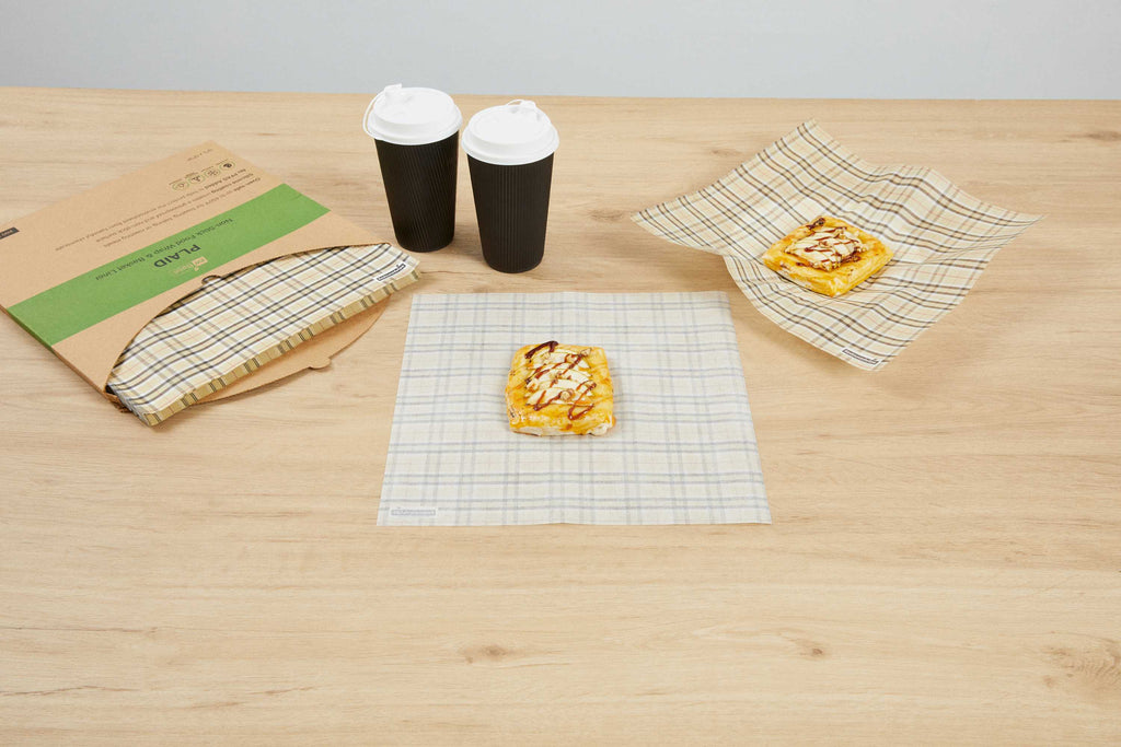 Chef 101 No PFAS Added Plaid Paper Bakery Wrap and Basket Liner - Greaseproof - 12" x 12" - 200 count box