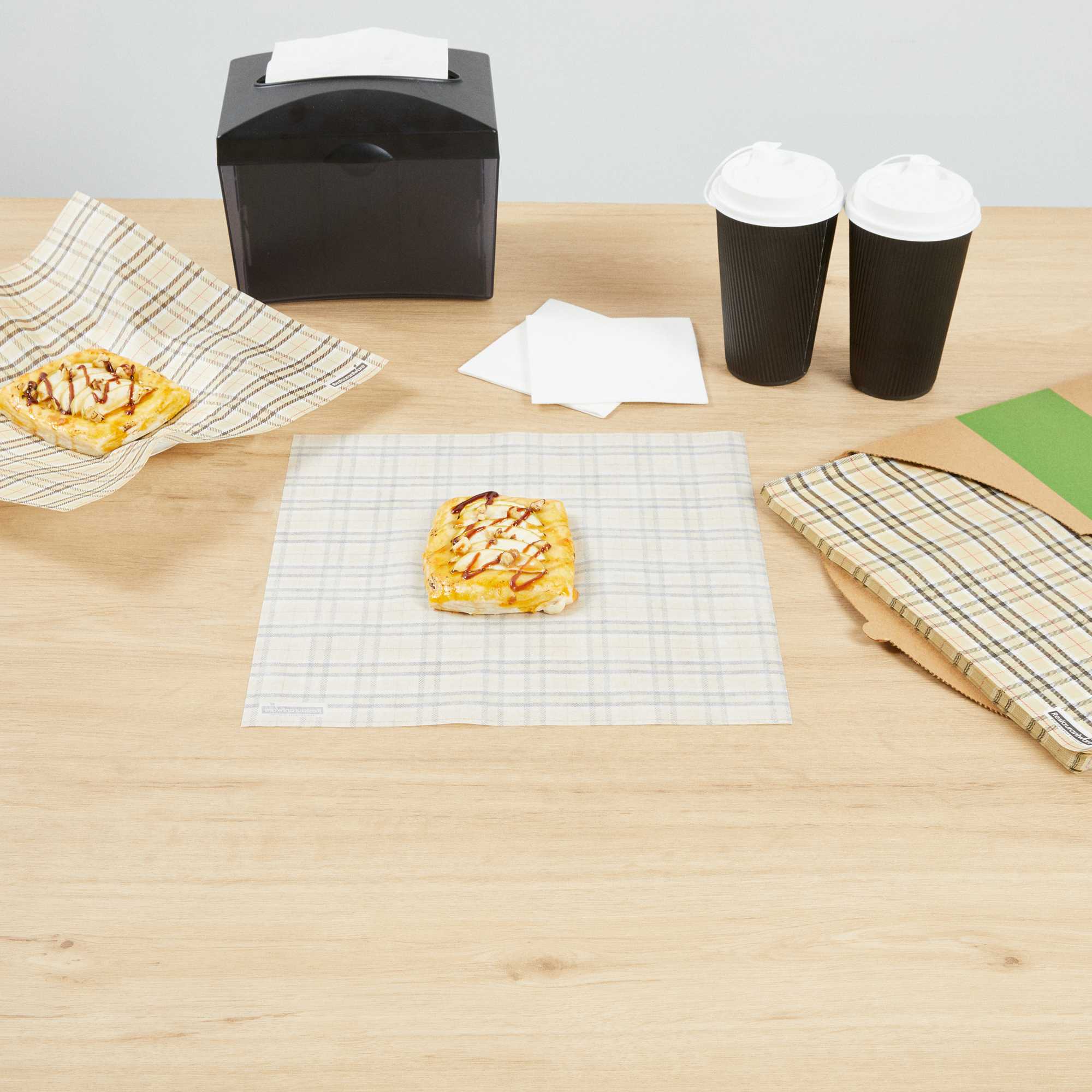 Chef 101 No PFAS Added Plaid Paper Bakery Wrap and Basket Liner - Greaseproof - 12" x 12" - 2000 count box