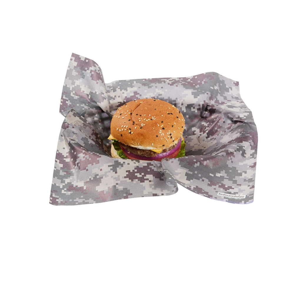 Chef 101 No PFAS Added Camouflage Paper Bakery Wrap and Basket Liner - Greaseproof - 12" x 12" - 2000 count box