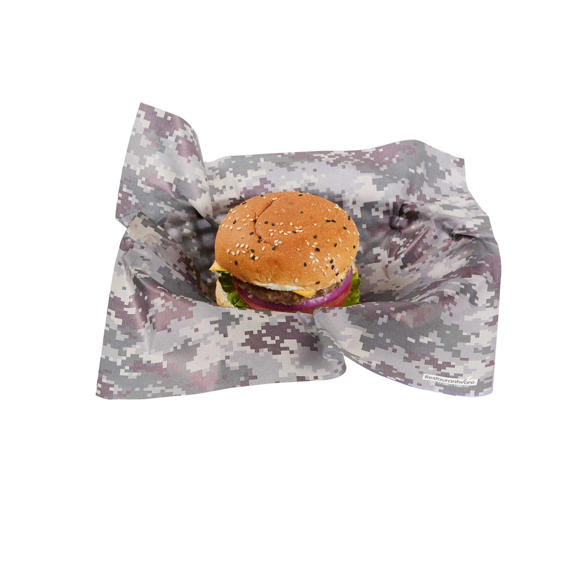Chef 101 No PFAS Added Camouflage Paper Bakery Wrap and Basket Liner - Greaseproof - 12" x 12" - 2000 count box