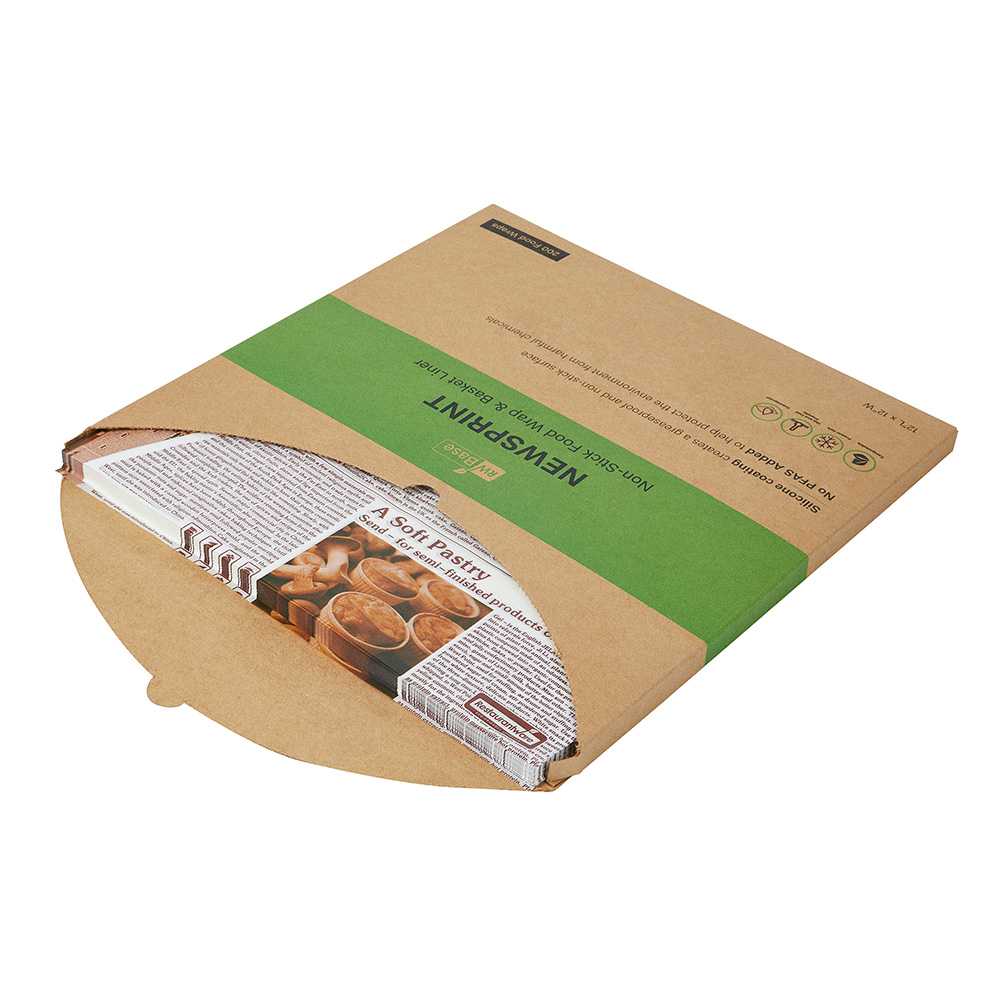 Chef 101 No PFAS Added Newsprint Paper Bakery Wrap and Basket Liner - Greaseproof - 12" x 12" - 2000 count box