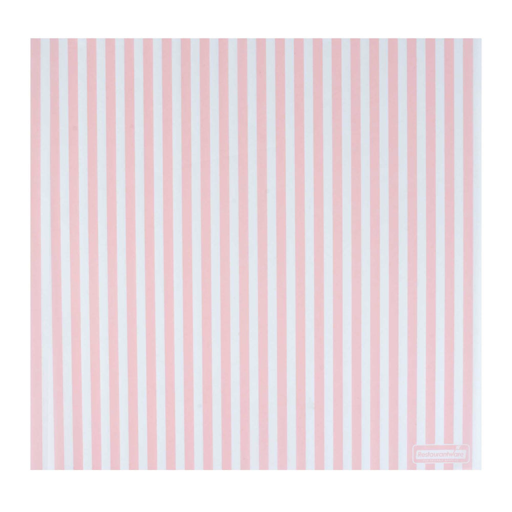 Chef 101 No PFAS Added Pink and White Stripe Paper Bakery Wrap and Basket Liner - Greaseproof - 12" x 12" - 200 count box