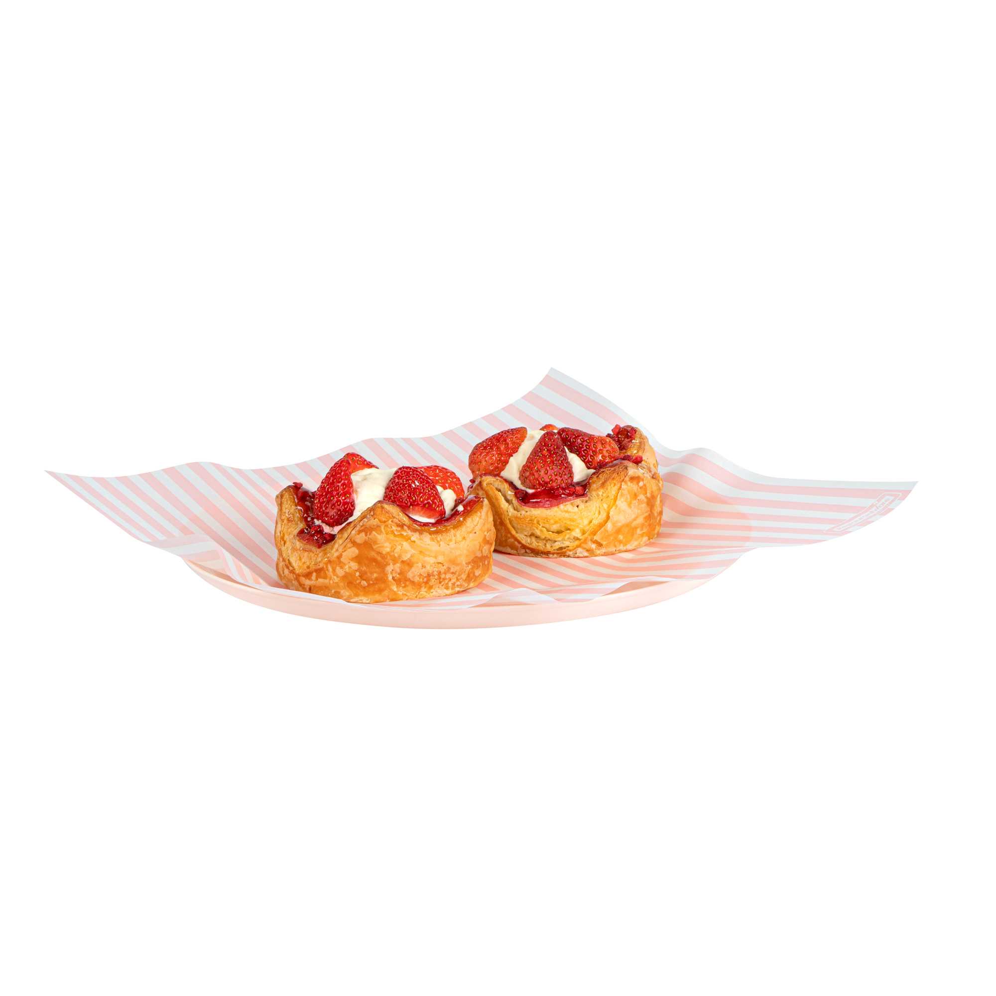 Chef 101 No PFAS Added Pink and White Stripe Paper Bakery Wrap and Basket Liner - Greaseproof - 12" x 12" - 2000 count box