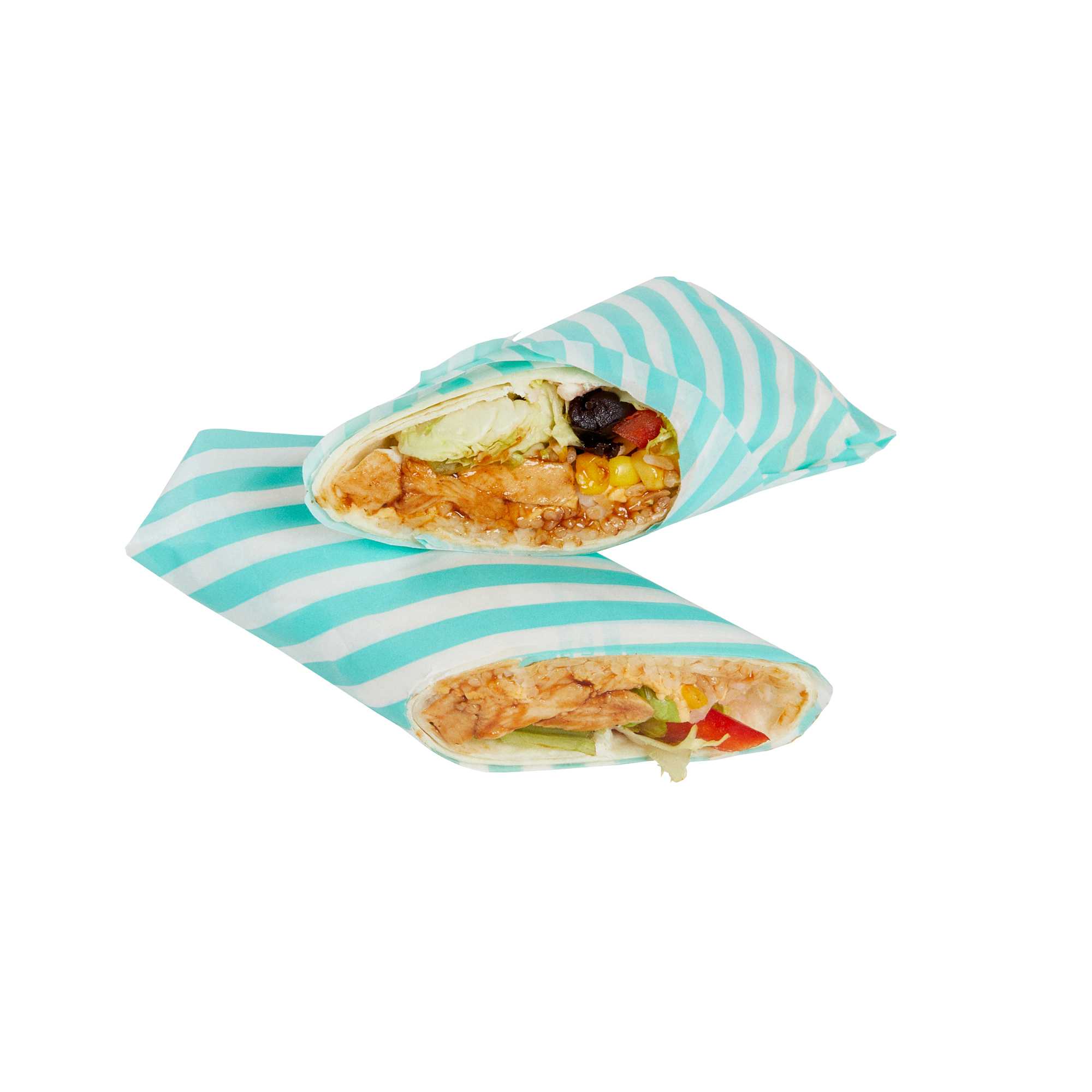 Chef 101 No PFAS Added Turquoise and White Stripe Paper Bakery Wrap and Basket Liner - Greaseproof - 12" x 12" - 2000 count box