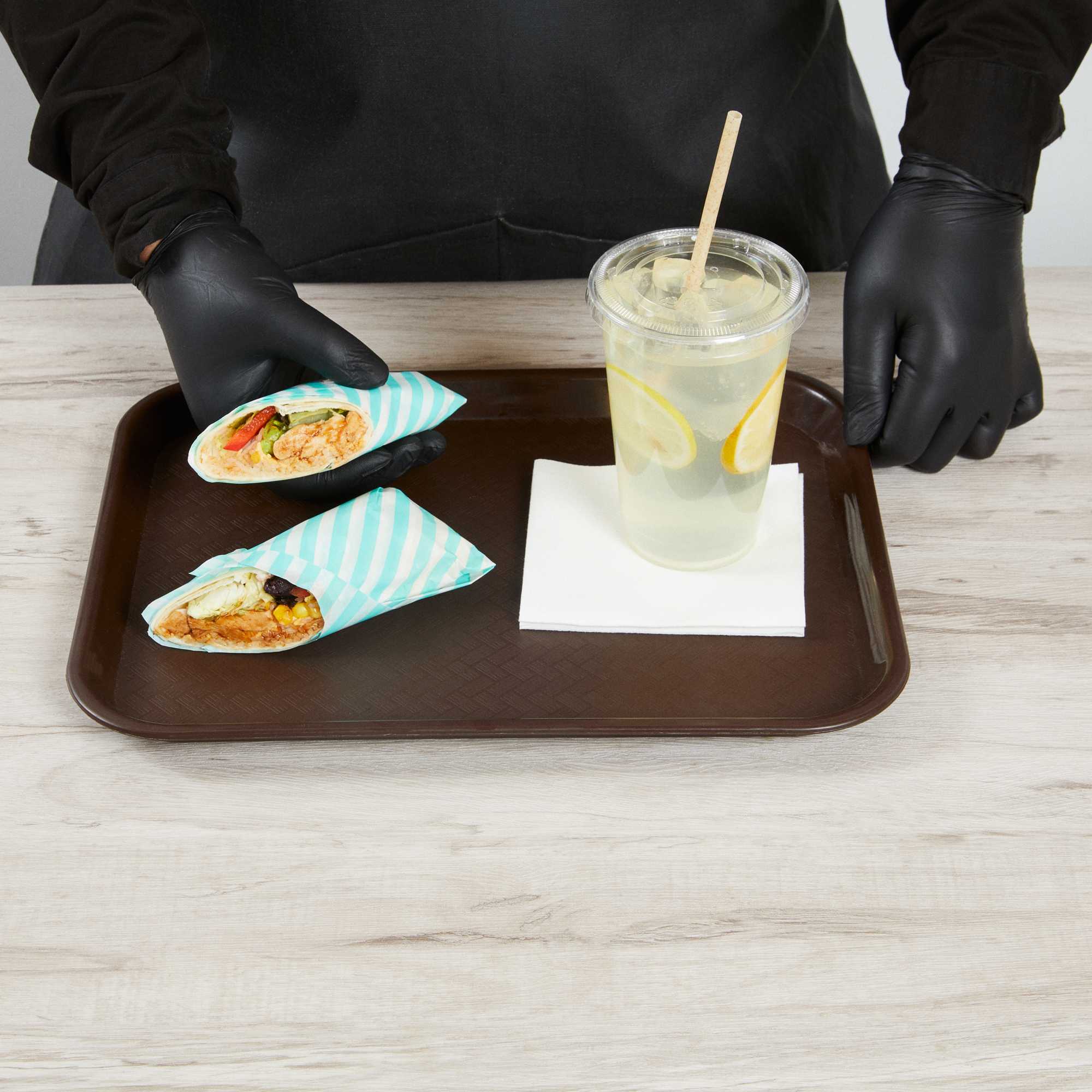 Chef 101 No PFAS Added Turquoise and White Stripe Paper Bakery Wrap and Basket Liner - Greaseproof - 12" x 12" - 2000 count box