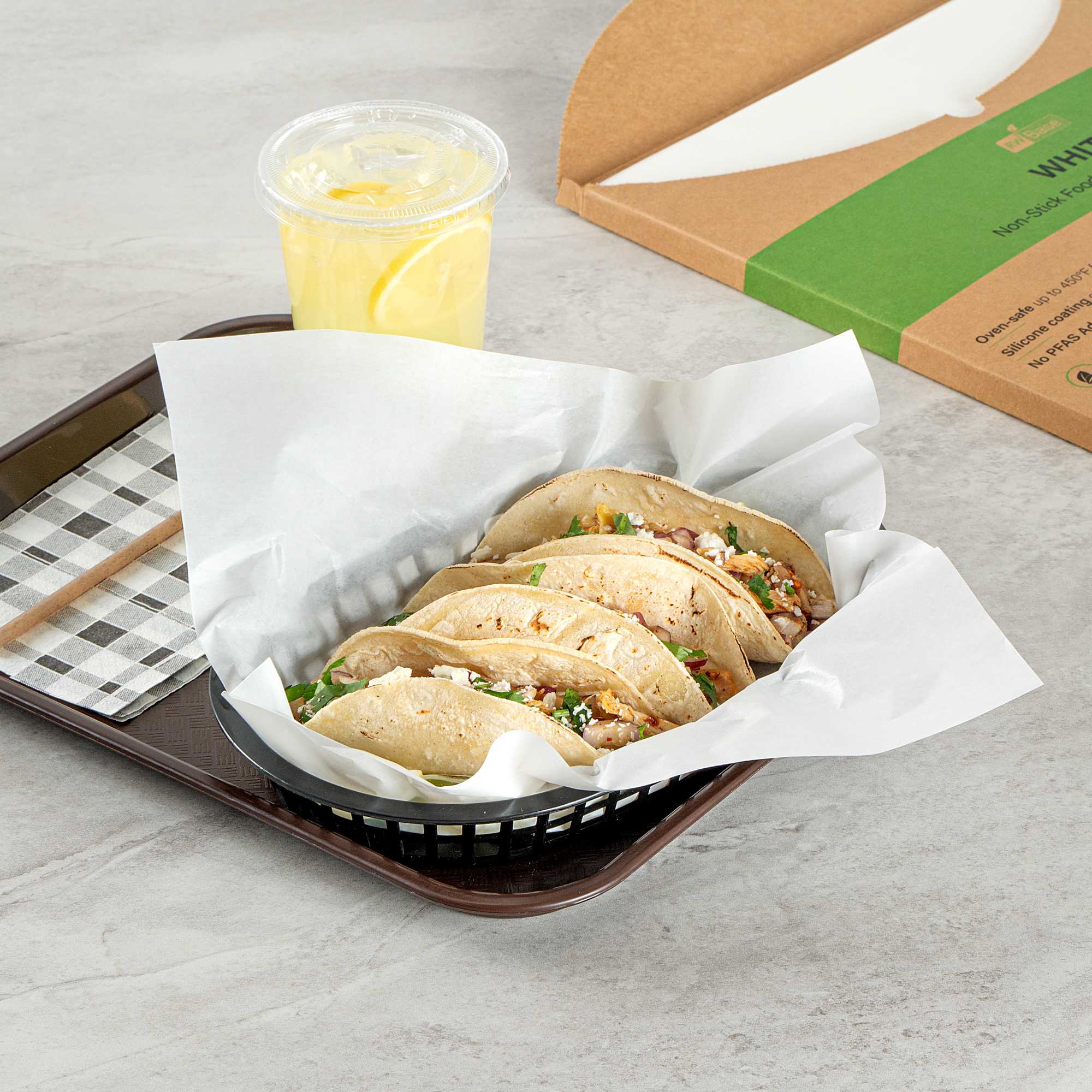 Chef 101 No PFAS Added White Paper Bakery Wrap and Basket Liner - Greaseproof - 12" x 12" - 200 count box
