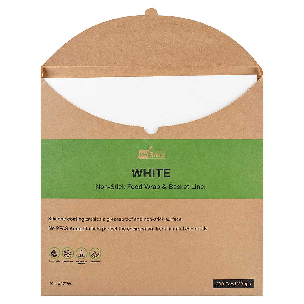 Chef 101 No PFAS Added White Paper Bakery Wrap and Basket Liner - Greaseproof - 12" x 12" - 200 count box