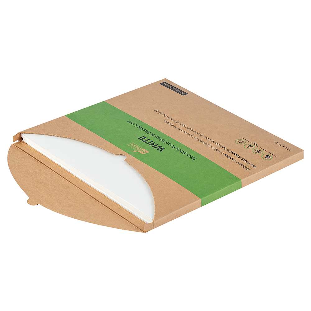 Chef 101 No PFAS Added White Paper Bakery Wrap and Basket Liner - Greaseproof - 12" x 12" - 200 count box