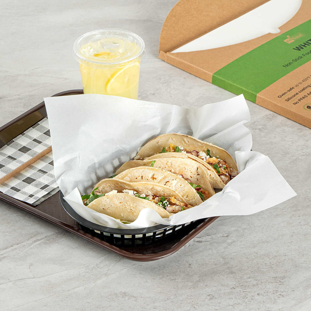 Chef 101 No PFAS Added White Paper Bakery Wrap and Basket Liner - Greaseproof - 12" x 12" - 2000 count box
