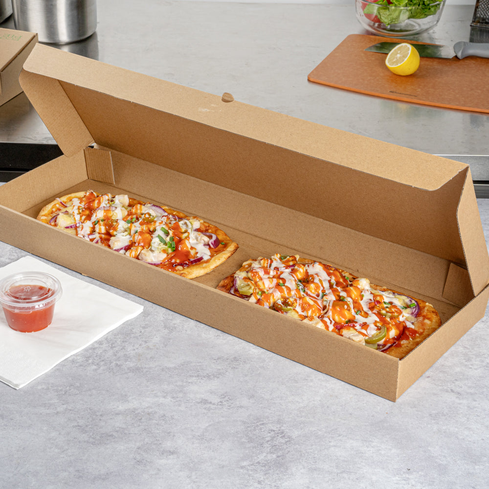 Eco Pie Kraft Paper Corrugated Flatbread Box - 24" x 12" x 2" - 50 count box