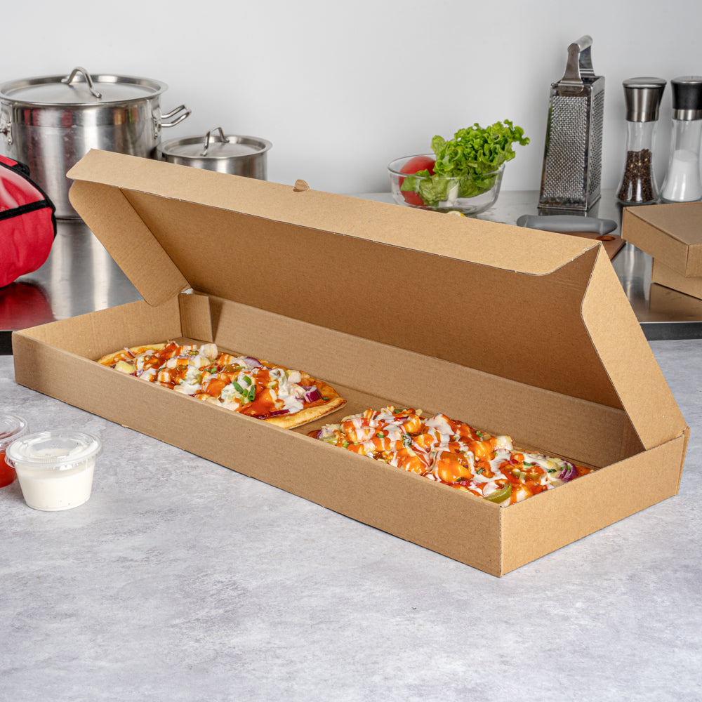 Eco Pie Kraft Paper Corrugated Flatbread Box - 24" x 12" x 2" - 50 count box