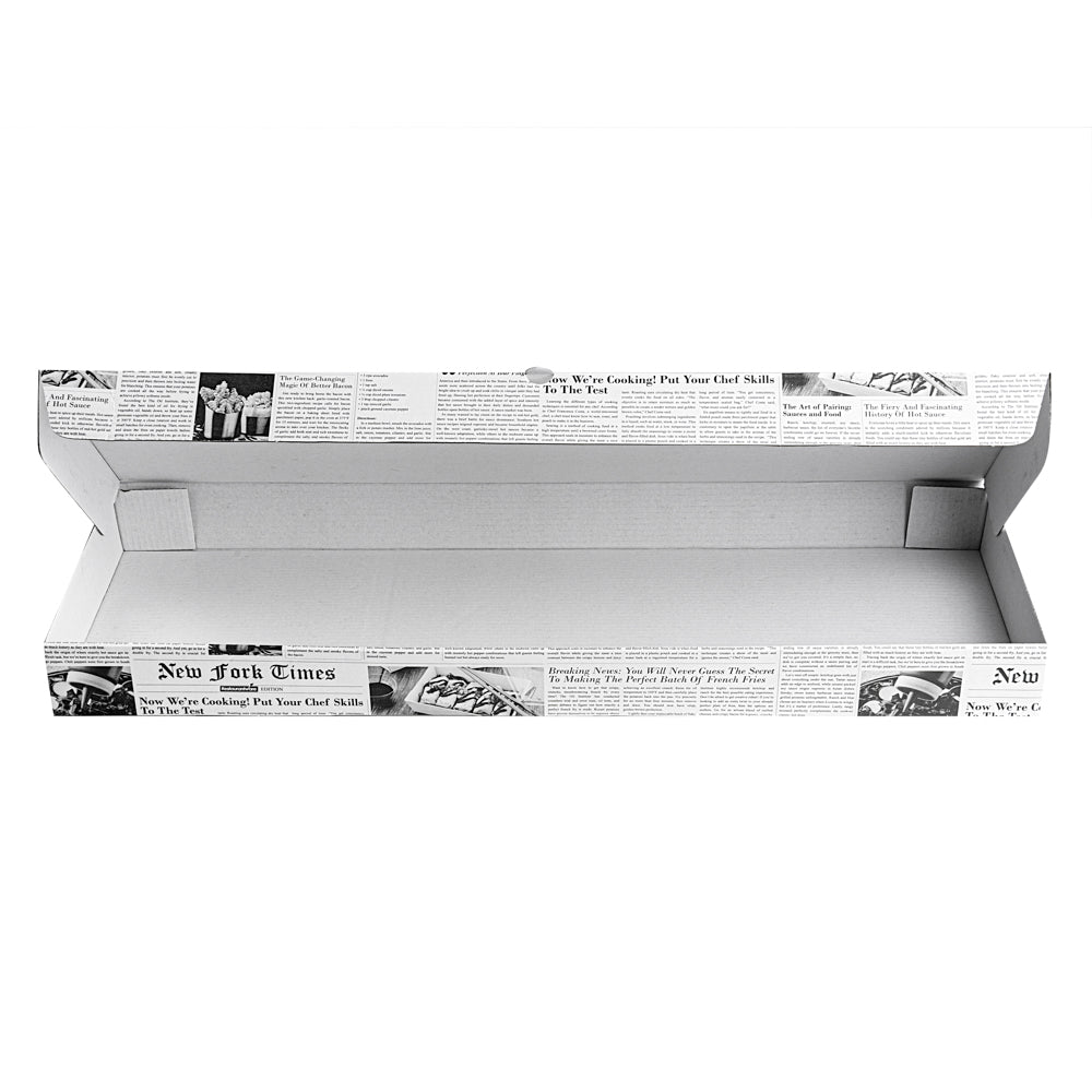 Eco Pie Newsprint and White Paper Corrugated Flatbread Box - 24" x 12" x 2" - 50 count box