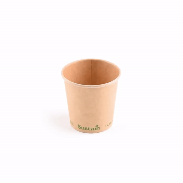 Sustain 4 oz Kraft Paper Coffee Cup - PLA Lining, Compostable, Single Wall - 2 1/2" x 2 1/2" x 2 1/4" - 1000 count box