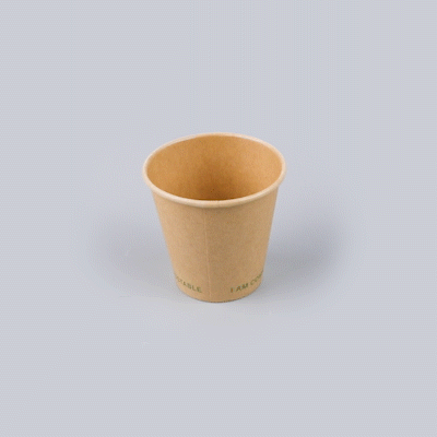 Sustain 8 oz Kraft Paper Coffee Cup - PLA Lining, Compostable, Single Wall - 3 1/2" x 3 1/2" x 3 1/4" - 50 count box