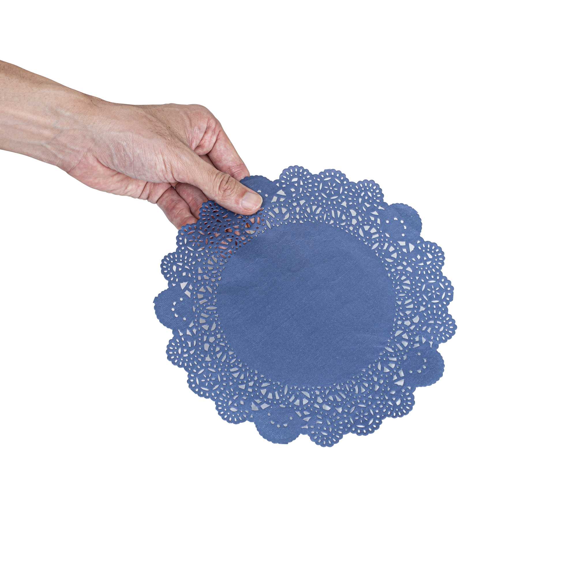 Pastry Tek Round Black Paper Doilies - Lace - 8" x 8" - 100 count box