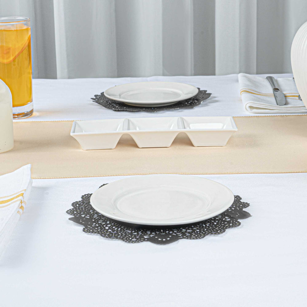 Pastry Tek Round Black Paper Doilies - Lace - 8" x 8" - 100 count box