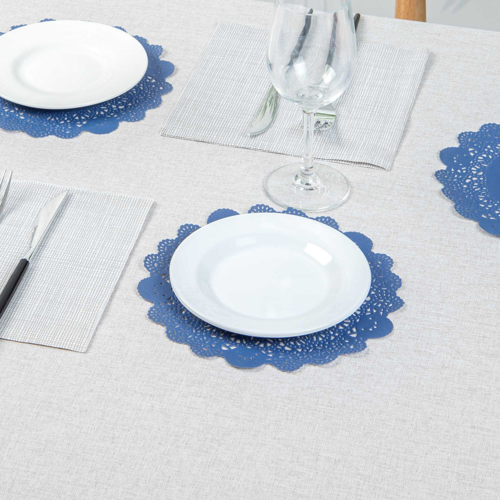 Pastry Tek Round Navy Blue Paper Doilies - Lace - 8" x 8" - 4000 count box