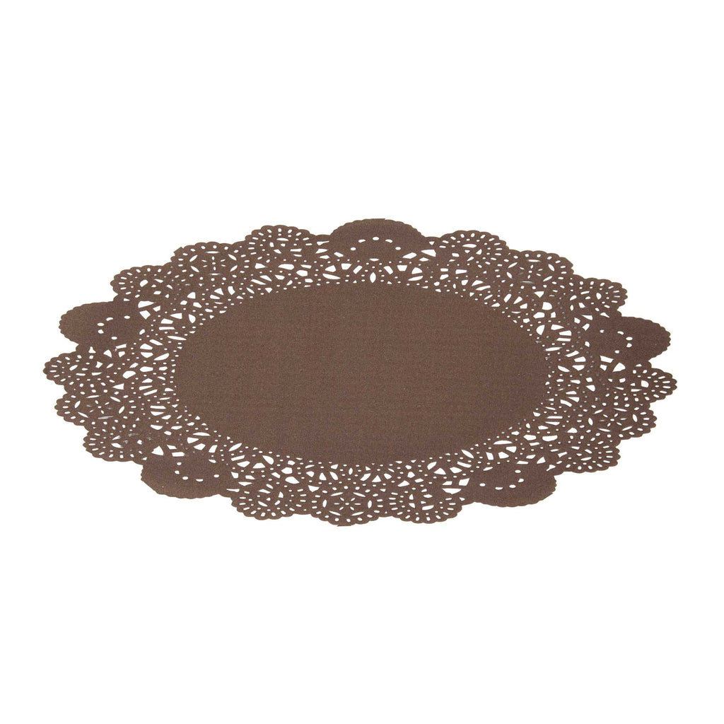Pastry Tek Round Brown Paper Doilies - Lace - 8" x 8" - 4000 count box