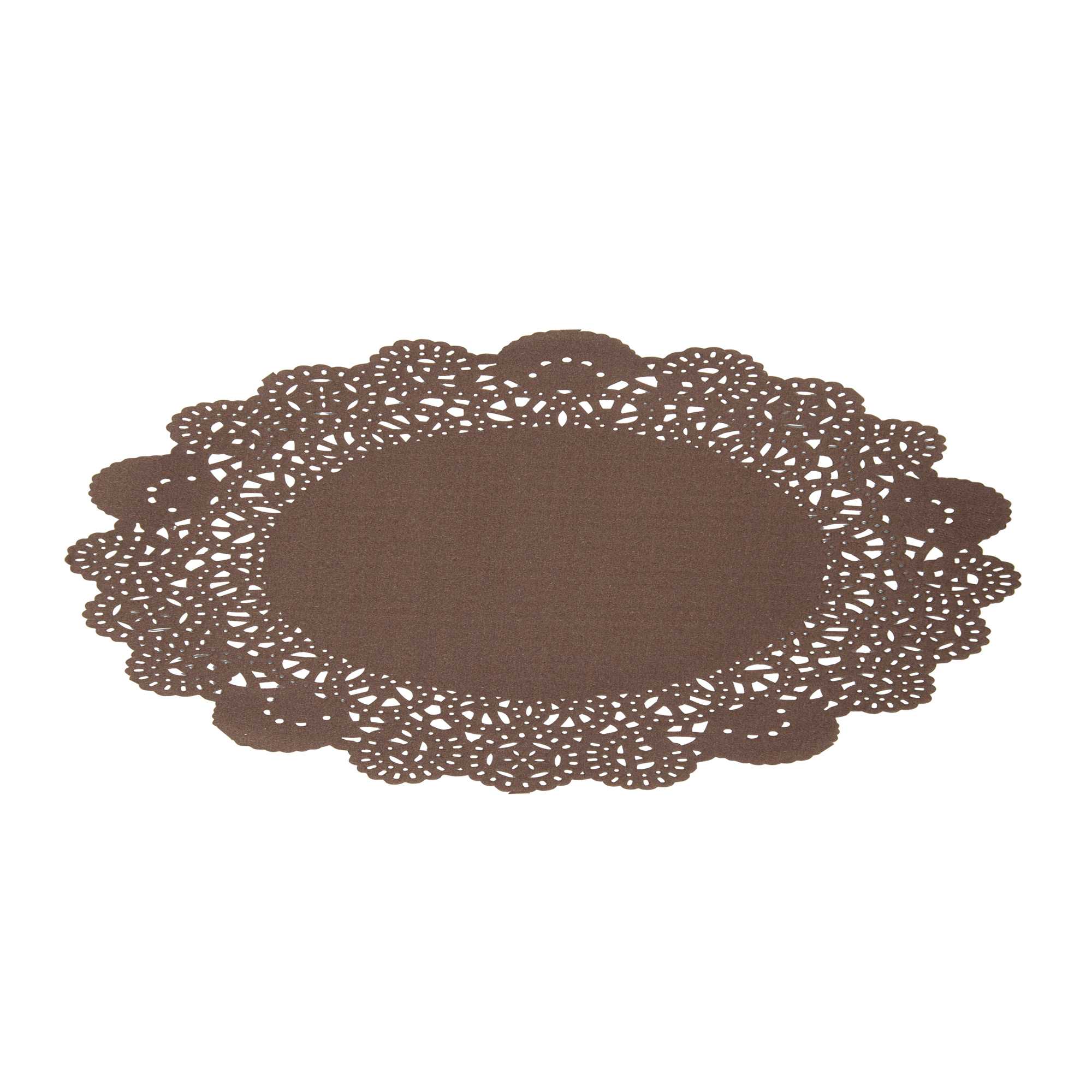 Pastry Tek Round Brown Paper Doilies - Lace - 8" x 8" - 4000 count box