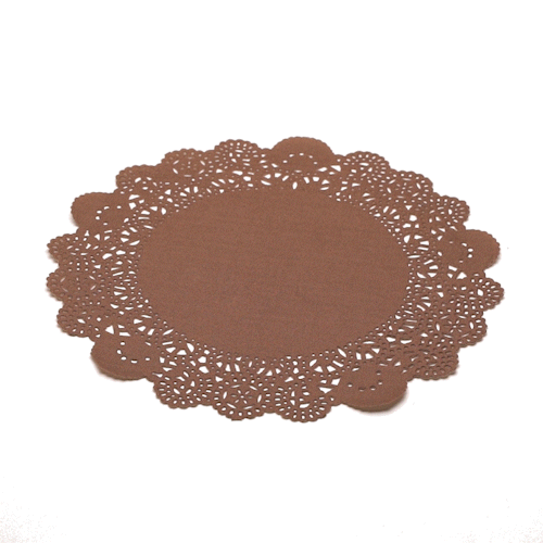 Pastry Tek Round Brown Paper Doilies - Lace - 8" x 8" - 100 count box