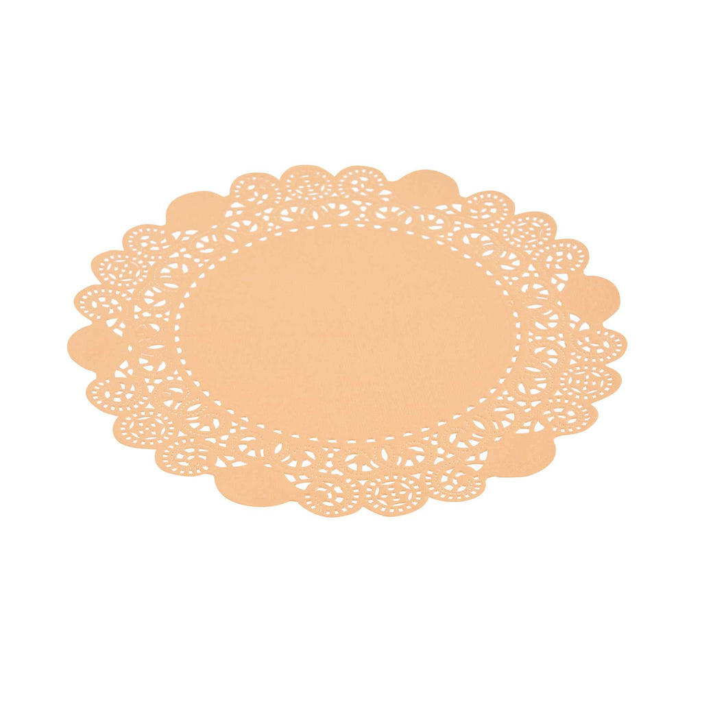 Pastry Tek Round Coral Paper Doilies - Lace - 8" x 8" - 4000 count box