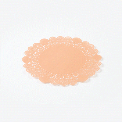 Pastry Tek Round Coral Paper Doilies - Lace - 8" x 8" - 100 count box