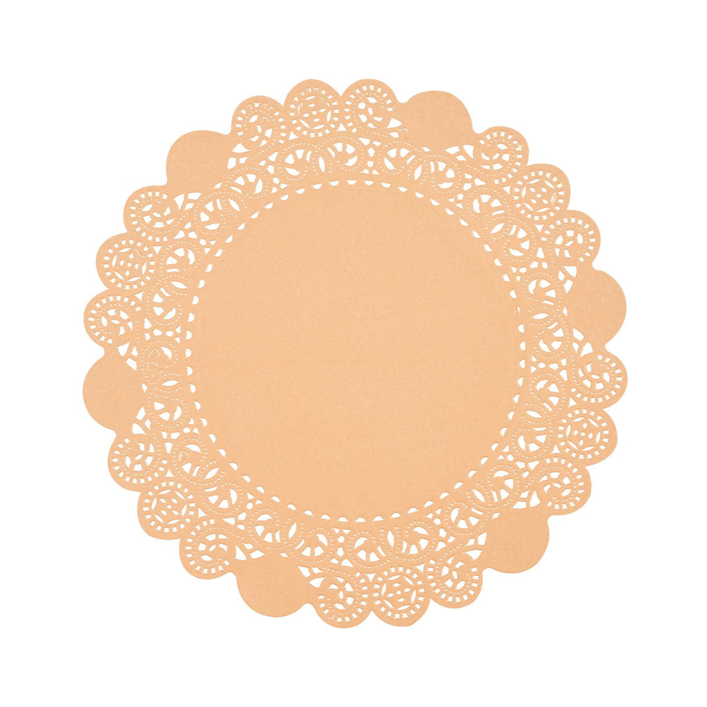 Pastry Tek Round Coral Paper Doilies - Lace - 8" x 8" - 100 count box