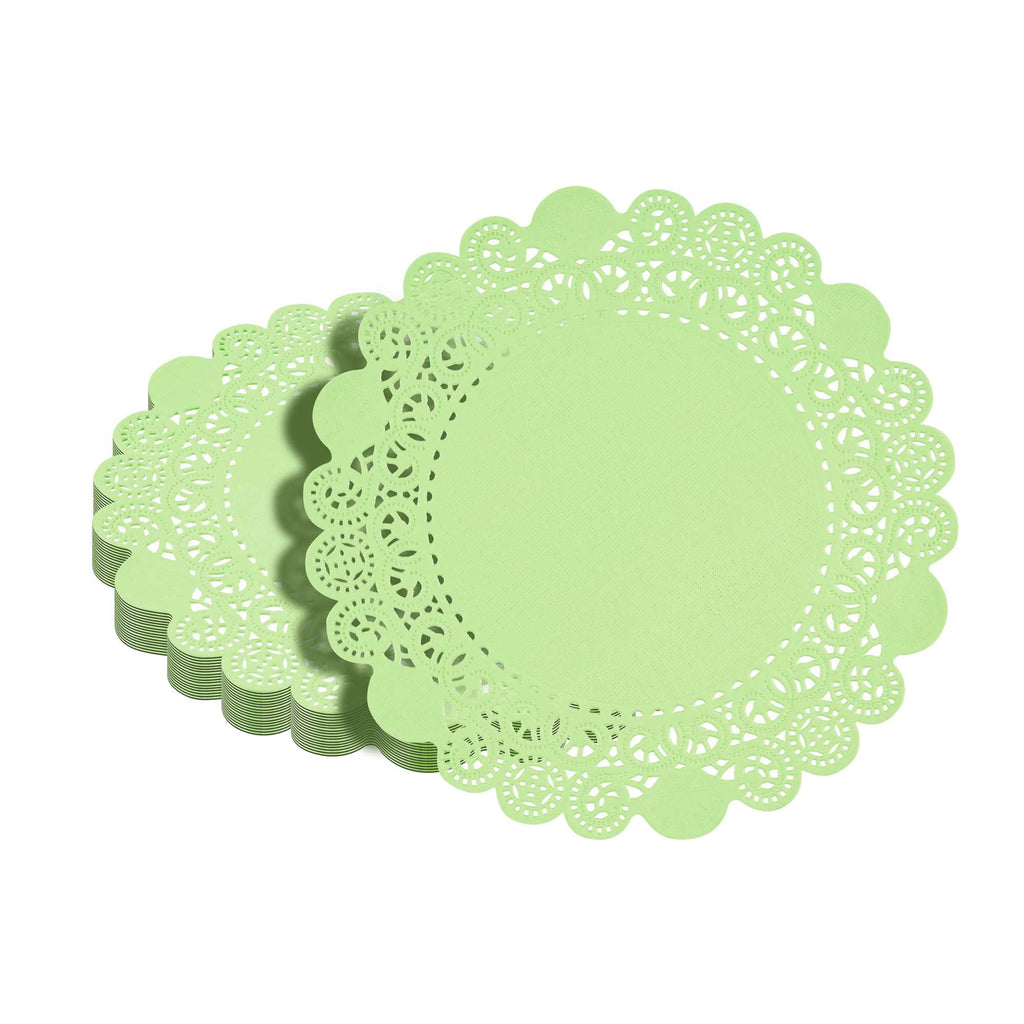 Pastry Tek Round Green Paper Doilies - Lace - 8" x 8" - 4000 count box
