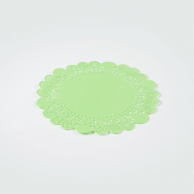 Pastry Tek Round Green Paper Doilies - Lace - 8" x 8" - 4000 count box