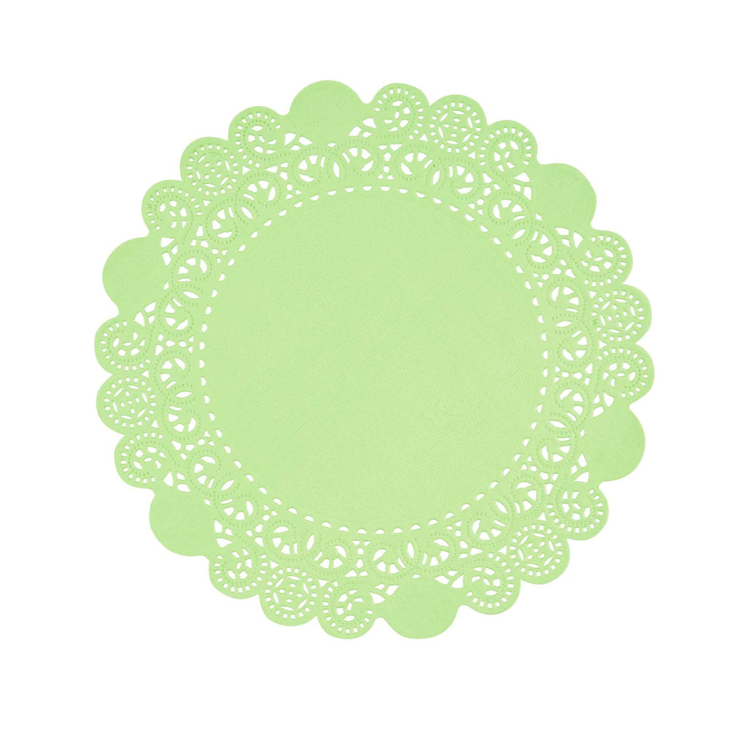 Pastry Tek Round Green Paper Doilies - Lace - 8" x 8" - 4000 count box