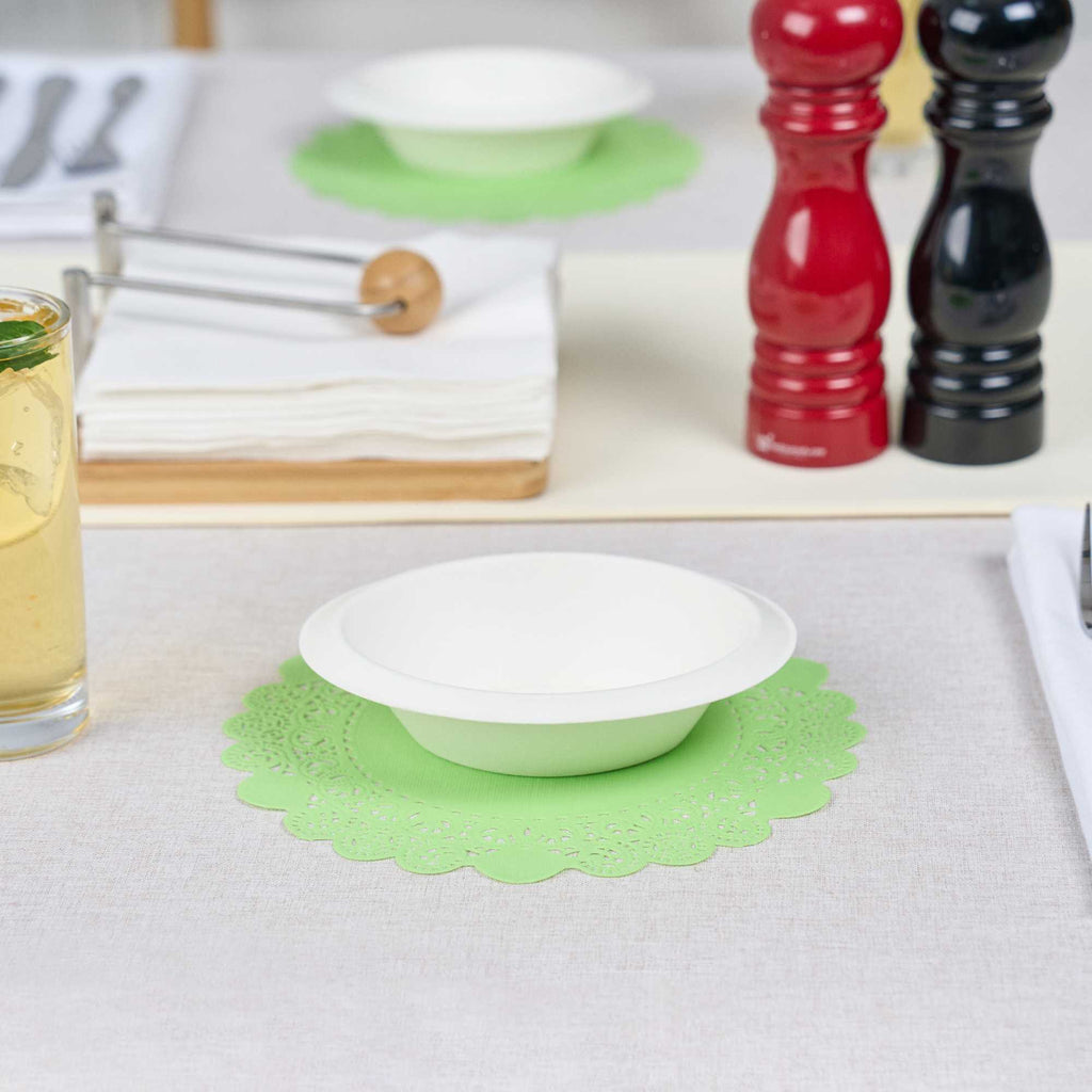 Pastry Tek Round Green Paper Doilies - Lace - 8" x 8" - 4000 count box