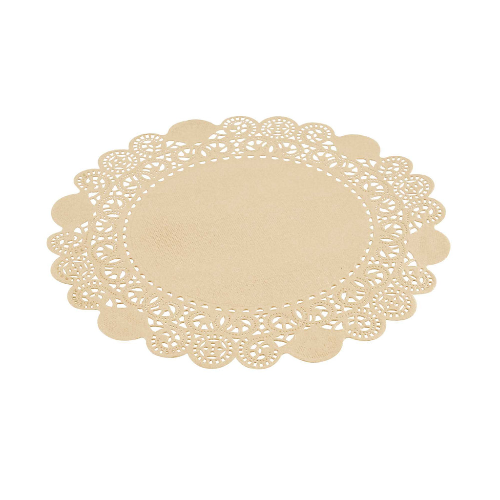 Pastry Tek Round Kraft Paper Doilies - Lace - 8" x 8" - 100 count box