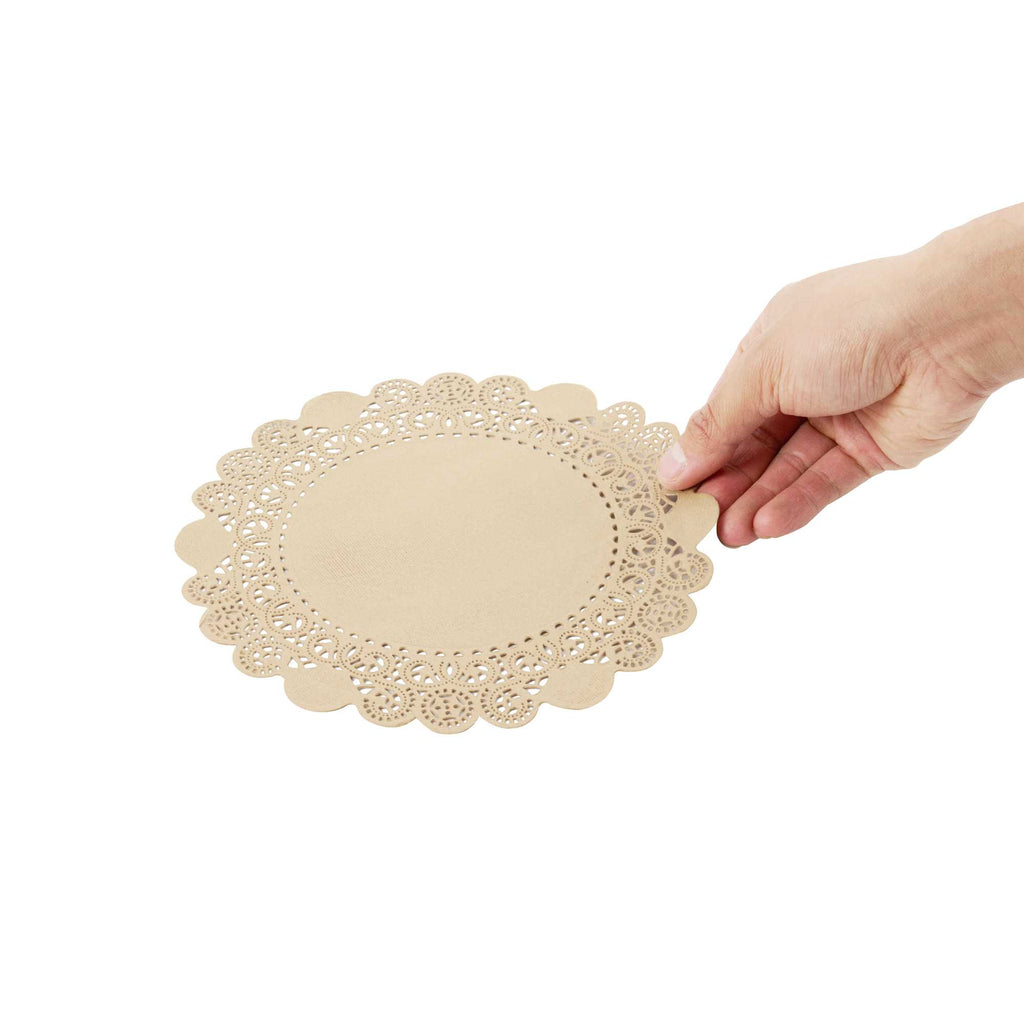 Pastry Tek Round Kraft Paper Doilies - Lace - 8" x 8" - 100 count box