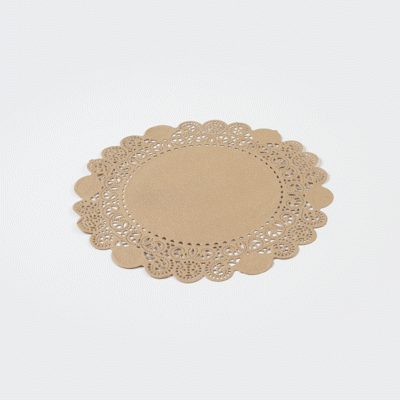 Pastry Tek Round Kraft Paper Doilies - Lace - 8" x 8" - 100 count box