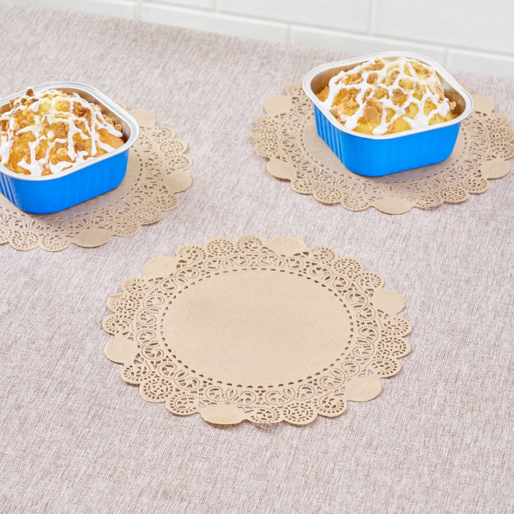 Pastry Tek Round Kraft Paper Doilies - Lace - 8" x 8" - 4000 count box