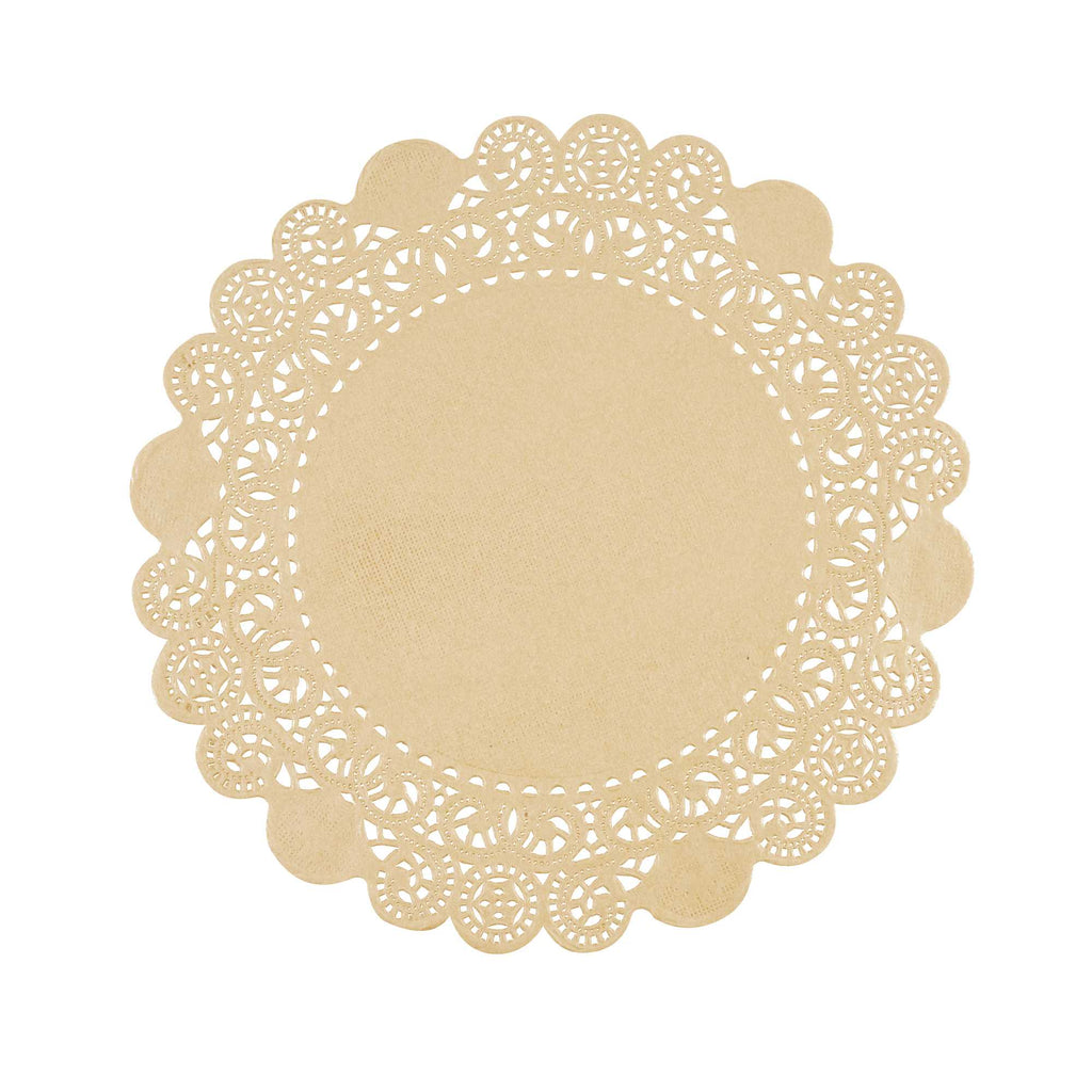 Pastry Tek Round Kraft Paper Doilies - Lace - 8" x 8" - 4000 count box
