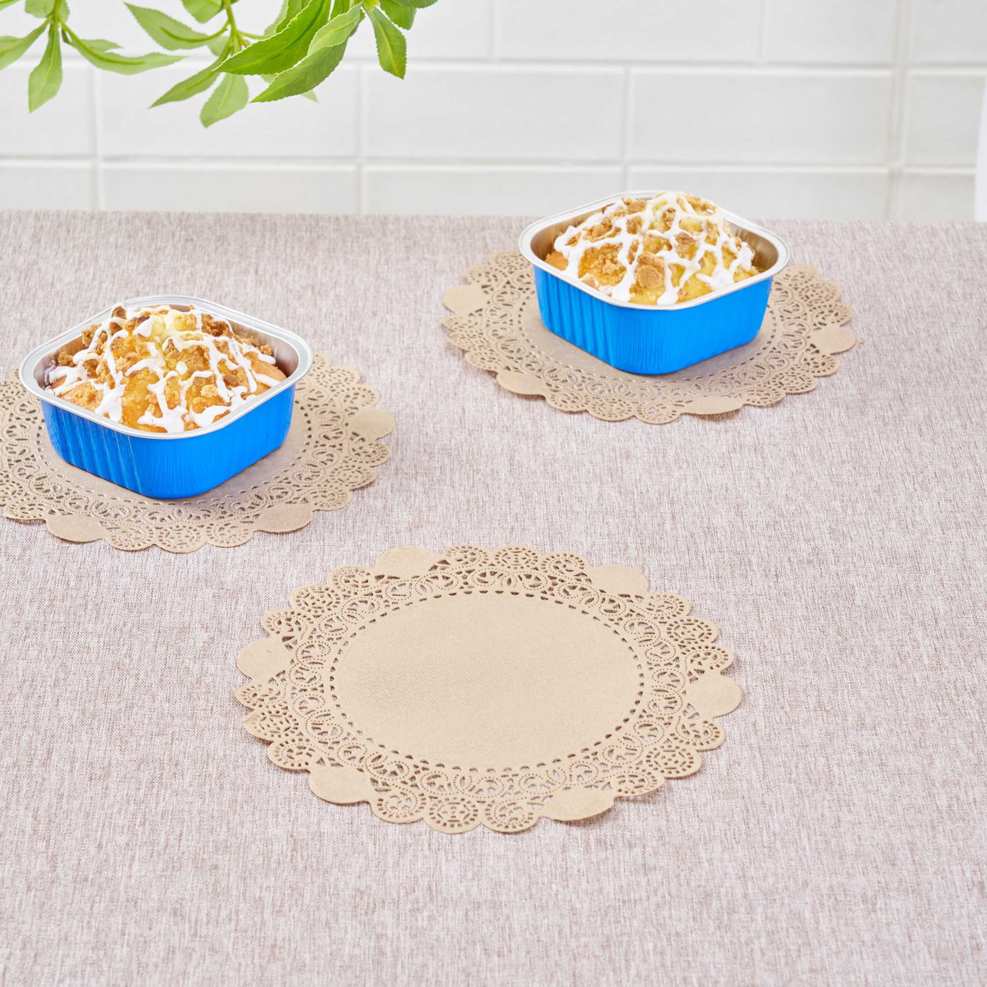 Pastry Tek Round Kraft Paper Doilies - Lace - 8" x 8" - 4000 count box