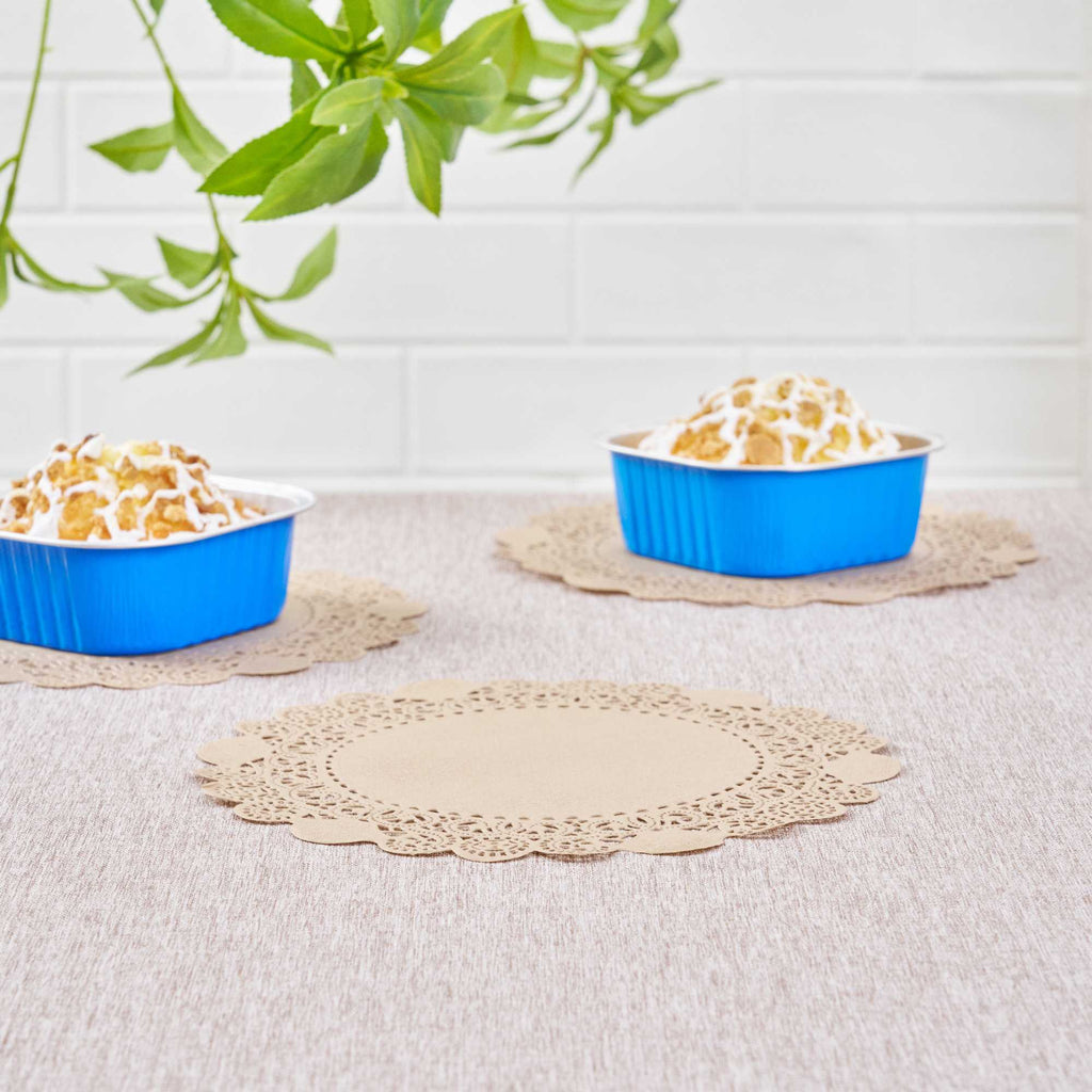 Pastry Tek Round Kraft Paper Doilies - Lace - 8" x 8" - 4000 count box