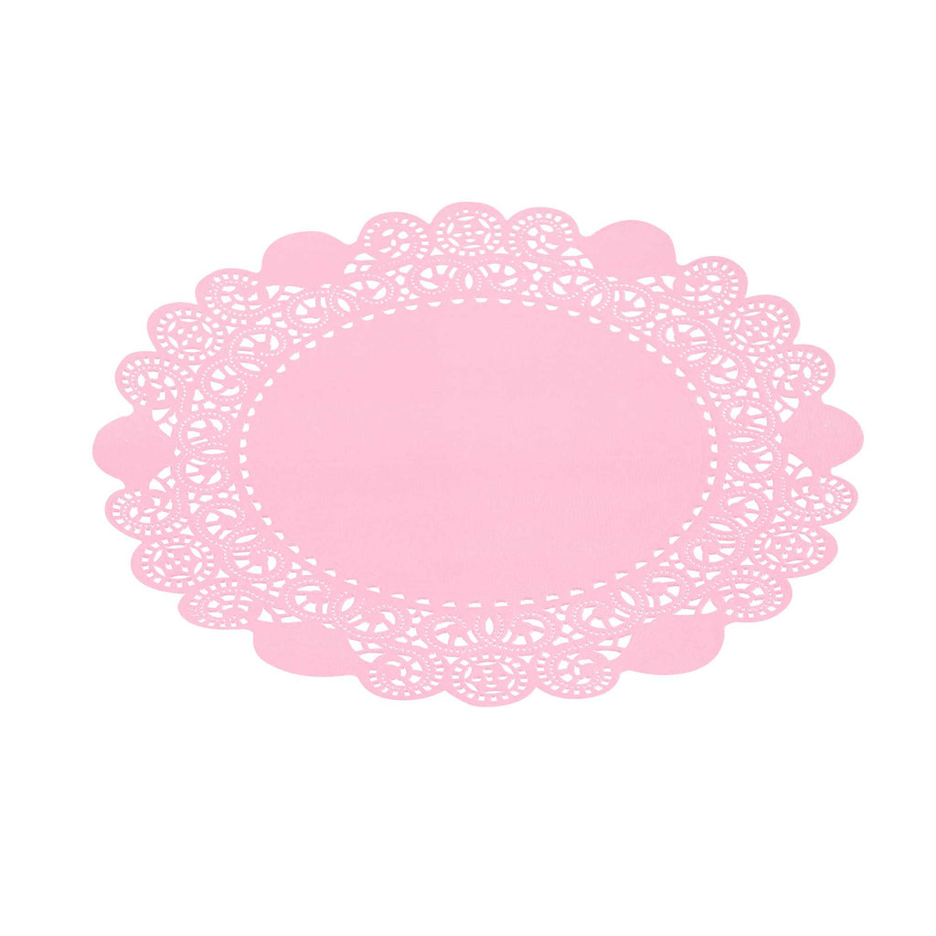 Pastry Tek Round Pink Paper Doilies - Lace - 8" x 8" - 4000 count box