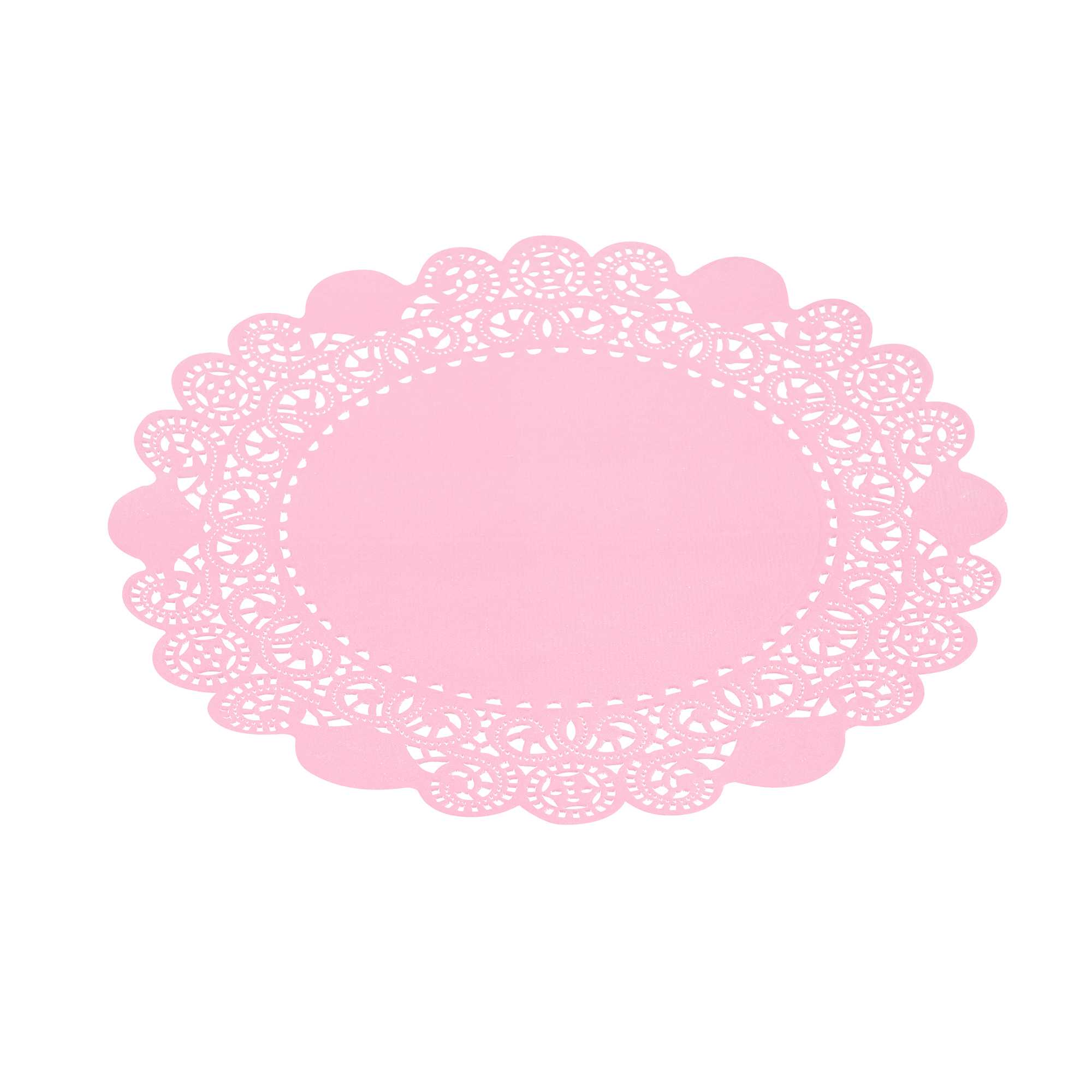 Pastry Tek Round Pink Paper Doilies - Lace - 8" x 8" - 100 count box