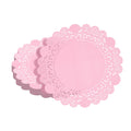 Pastry Tek Round Pink Paper Doilies - Lace - 8" x 8" - 100 count box