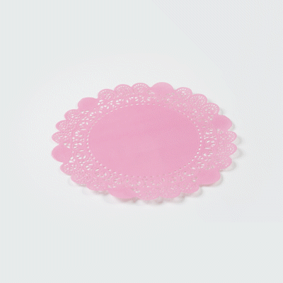 Pastry Tek Round Pink Paper Doilies - Lace - 8" x 8" - 100 count box