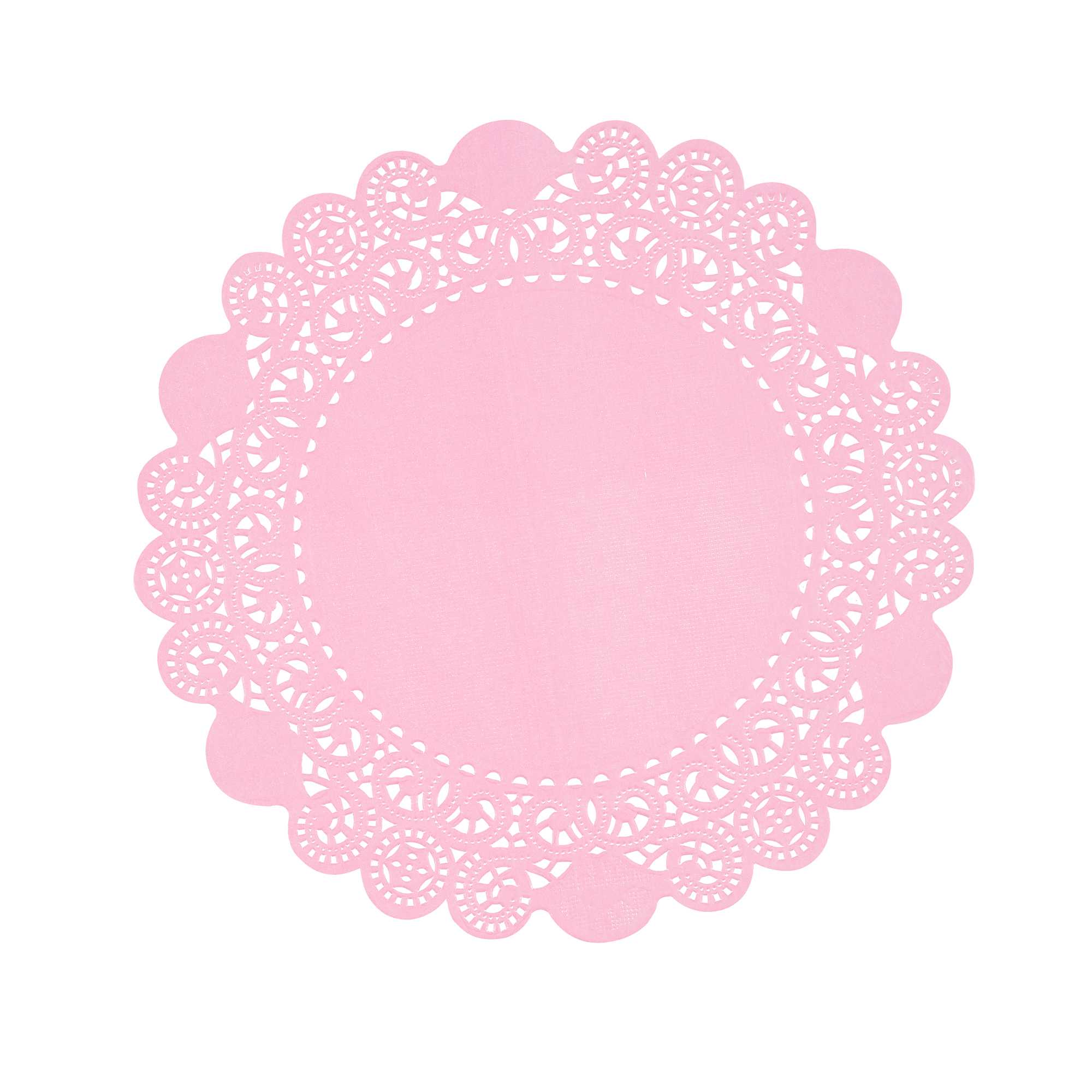 Pastry Tek Round Pink Paper Doilies - Lace - 8" x 8" - 4000 count box