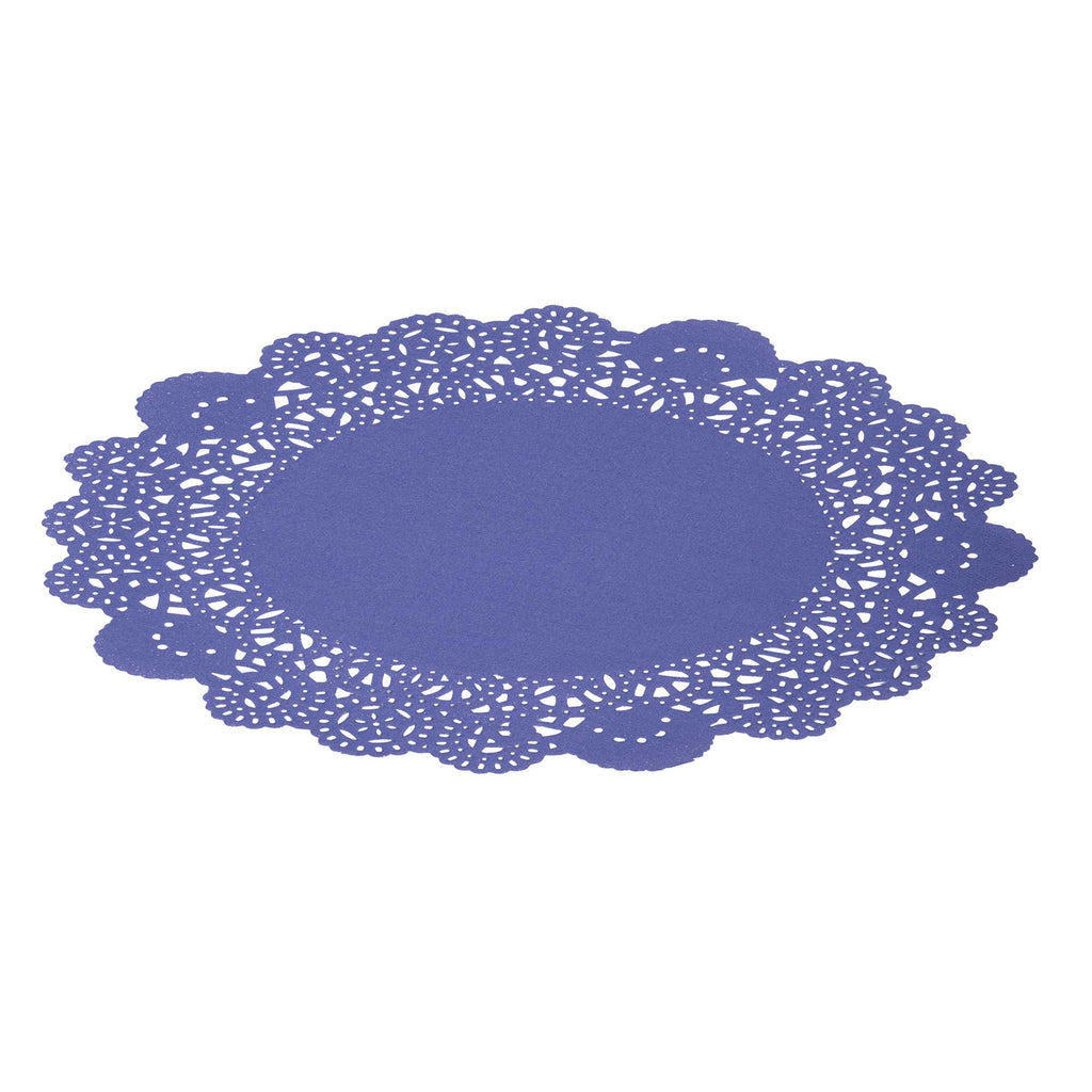 Pastry Tek Round Purple Paper Doilies - Lace - 8" x 8" - 100 count box